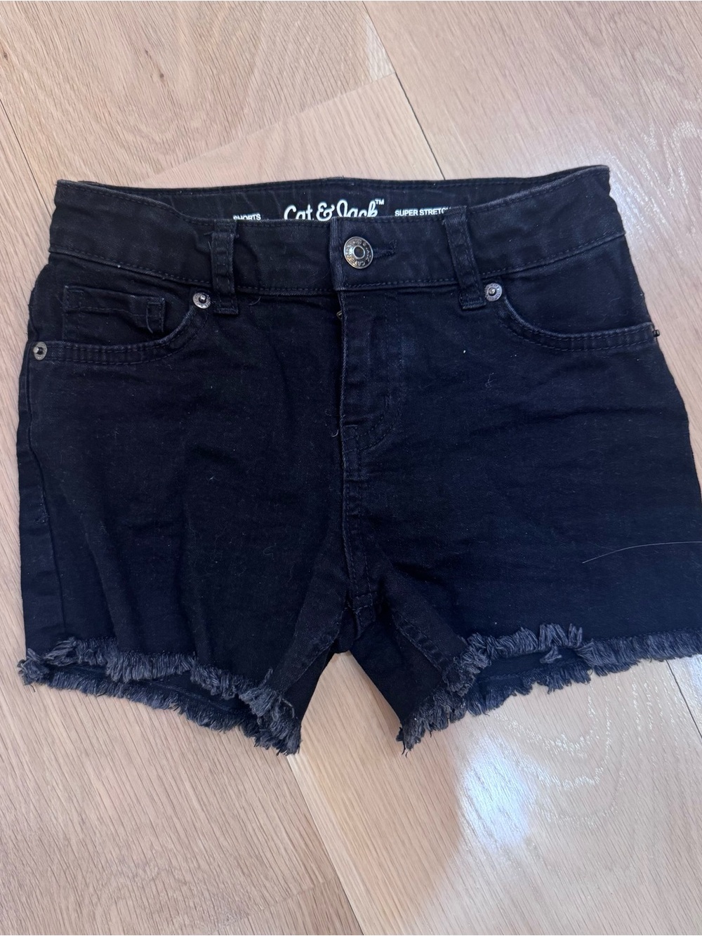 kids Cat & Jack Black Denim Frayed Hem Shorts